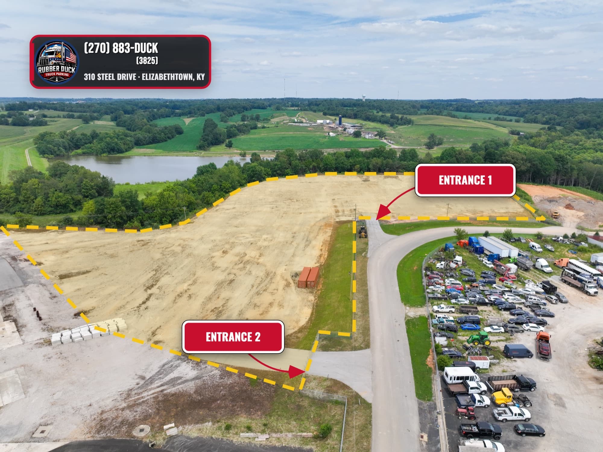Aerial photo of the Rubber Duck Truck Parking lot in Elizabethtown, KY